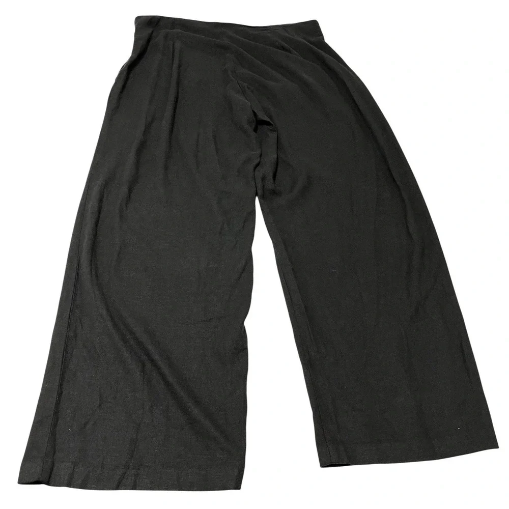 Michael Kors Pants Black Linen Blend Wide Leg Side Zip 14 Lagenlook Capsule